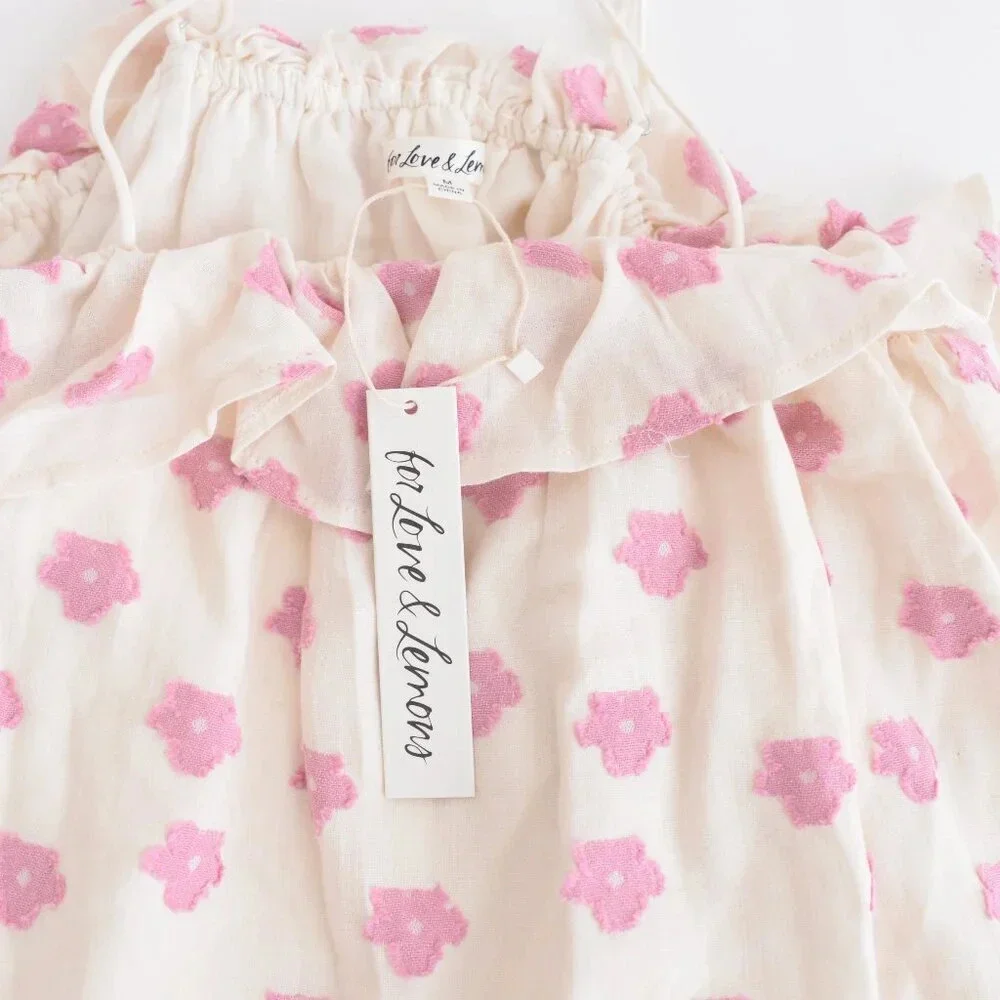 For Love  & Lemons Olea Mini White w Pink Floral Mini Dress M NWT - Picture 9 of 10